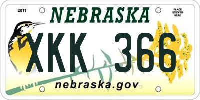 NE license plate XKK366