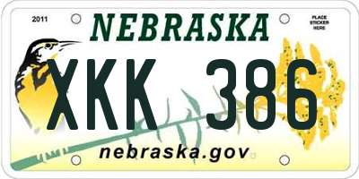NE license plate XKK386