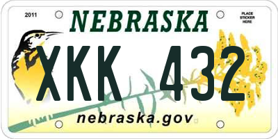 NE license plate XKK432