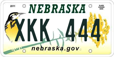 NE license plate XKK444