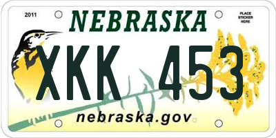 NE license plate XKK453
