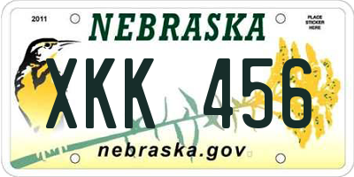 NE license plate XKK456