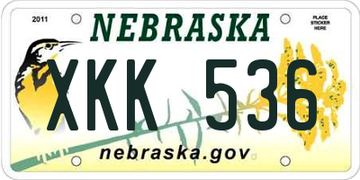 NE license plate XKK536