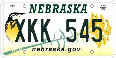 NE license plate XKK545