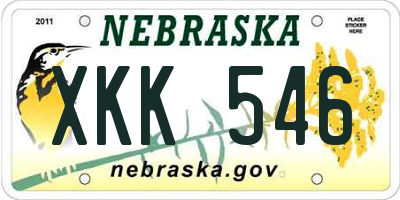 NE license plate XKK546