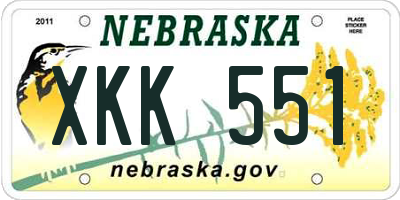 NE license plate XKK551