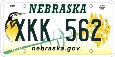 NE license plate XKK562