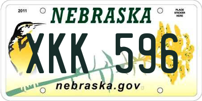 NE license plate XKK596