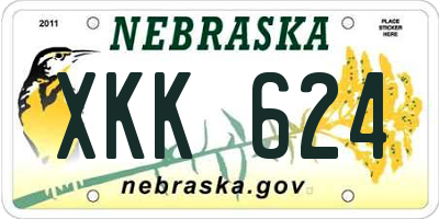NE license plate XKK624