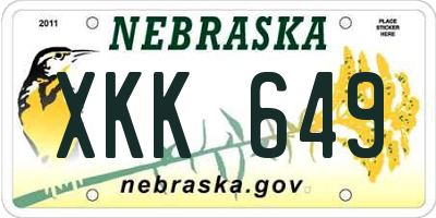 NE license plate XKK649