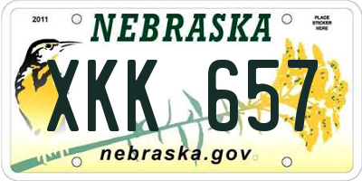 NE license plate XKK657