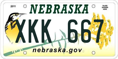 NE license plate XKK667