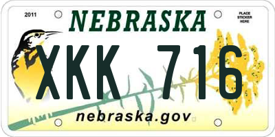 NE license plate XKK716