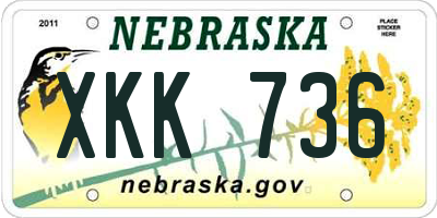NE license plate XKK736