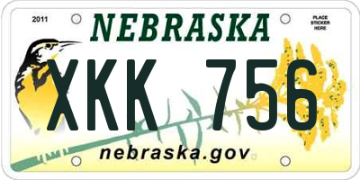 NE license plate XKK756