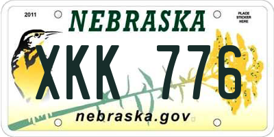 NE license plate XKK776