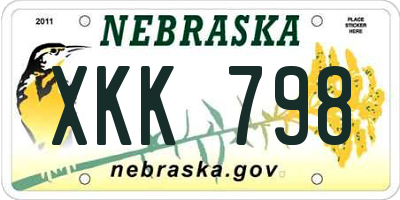 NE license plate XKK798