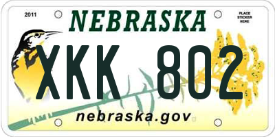 NE license plate XKK802