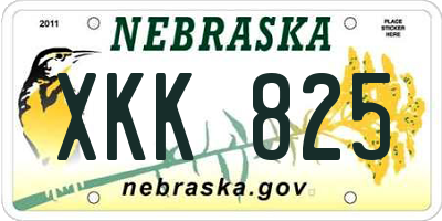 NE license plate XKK825