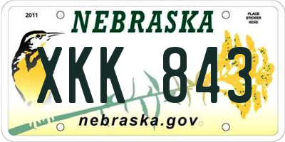 NE license plate XKK843