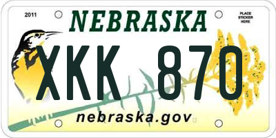 NE license plate XKK870