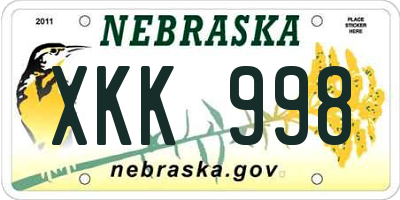 NE license plate XKK998