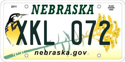 NE license plate XKL072