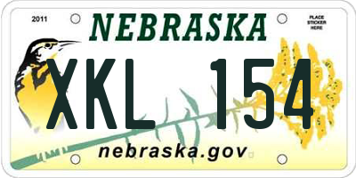 NE license plate XKL154