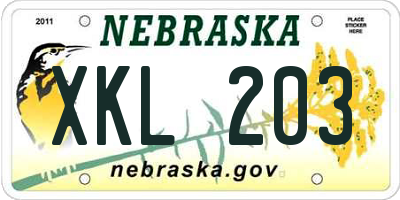 NE license plate XKL203