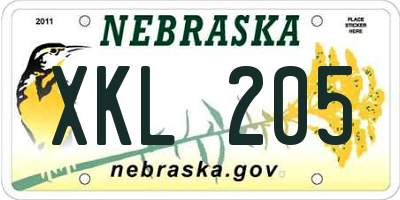 NE license plate XKL205