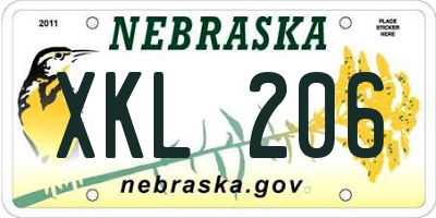 NE license plate XKL206
