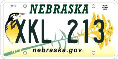 NE license plate XKL213
