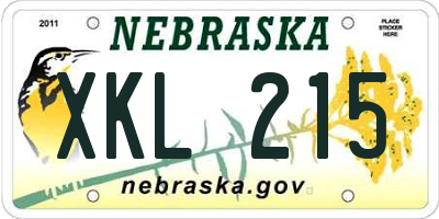 NE license plate XKL215