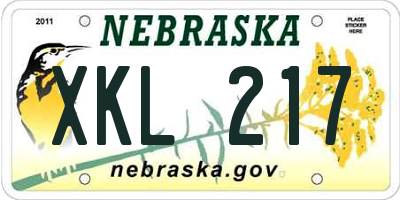 NE license plate XKL217
