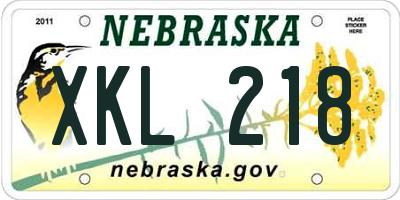 NE license plate XKL218