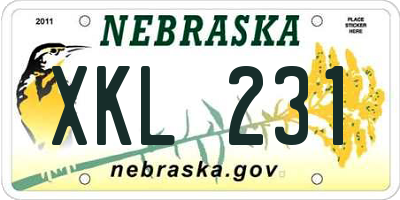 NE license plate XKL231