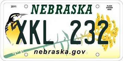 NE license plate XKL232