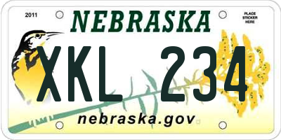 NE license plate XKL234