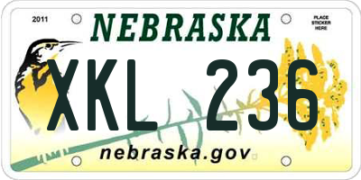 NE license plate XKL236