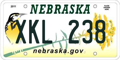 NE license plate XKL238