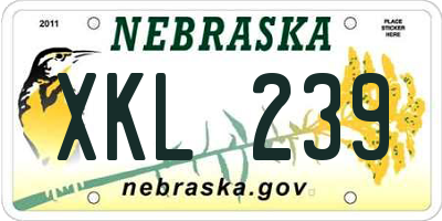NE license plate XKL239