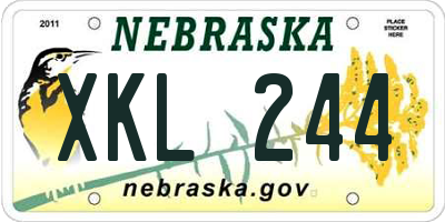 NE license plate XKL244