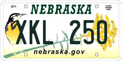 NE license plate XKL250