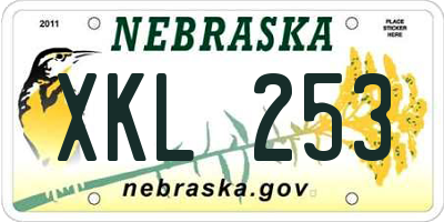 NE license plate XKL253