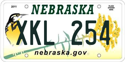NE license plate XKL254