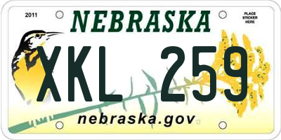 NE license plate XKL259