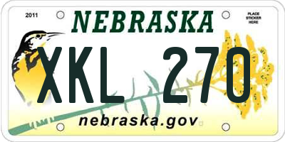 NE license plate XKL270