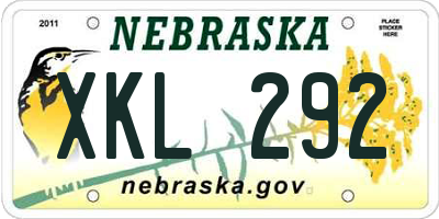 NE license plate XKL292
