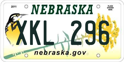 NE license plate XKL296