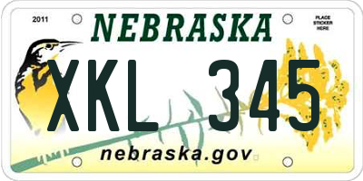 NE license plate XKL345
